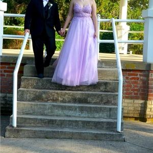Lavender formal dress.
